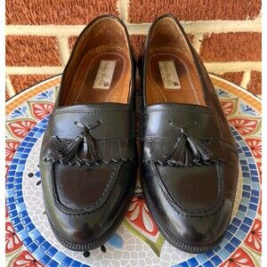 Stanley Blacker Kiltie Tassel Mens 10 Black Leather Dress Shoes Made in Italy